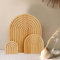 Mucek 3er Set Holzbrett Deko Regenbogen, Holzbrett Deko, Holz Dekoratives aus Kiefer mit Geriffelter Regenbogenform für Wohnzimmer, Schlafzimmer, Küche, Tischdeko, Büro, Zimmer Deko
