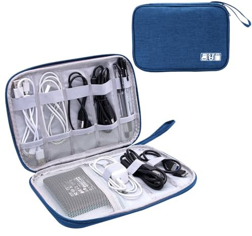 starfa lab Cable Organiser Bag, Universal Electronic Accessories Bag, Travel Carry Organizer Bag for Chargers, Cables, USB Drive, SD Cards, Mice, Power Bank and Hard Disk (Blue)