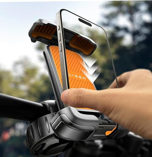 LISEN Support Telephone Moto Support Téléphone Vélo Porte Smartphone Trotinette Electrique/Scooter/VTT Accroche Quad Lock GPS Moto pour iPhone 16 15 Pro 14 13 12 Samsung S24 S23 Xiaomi de 4.5”-7.0”