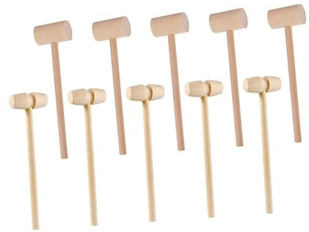 HONMEET 20pcs Wooden Hammer Mini Mallet Hammer Tap Game Toy for Brain Toy Breakable Heart Mallet Kits Shellfish Cracking Tool s Seafood Beige