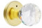 CLCTK Polished Brass Crystal Glass Door Knobs Interior with Lock, Gold Door Knob Privacy Bathroom Bedroom Door Knobs