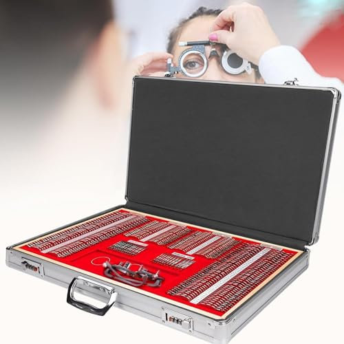 266 Pieces Trial Lens Set Metal Rim Case Test Frame Optometry Kit, Aluminum Case Trial Frame Optometry Optician Test