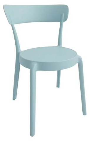 Bolero Mila Café Plastic Stackable Dining Chairs Icy Blue (2 pack) DX973 | Saves floor space with an easy-to-clean design; commercial-grade seating optimized for indoor and outdoor café dining.