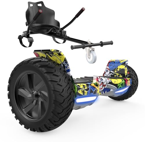VOUUK Hoverboard mit App-Steuerung, 8.5-Zoll Hummer Hoverboard mit Kart Set, mit Bluetooth, geeignet für Erwachsene und Kinder Geschenke