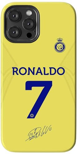 EZB Cristiano Ronaldo Themed iPhone Phone Case | Yellow and Blue Flexible Shock Absorbant Cool Phone Cover | Ronaldo Al Nassr Yellow Case (iPhone 13 Pro)