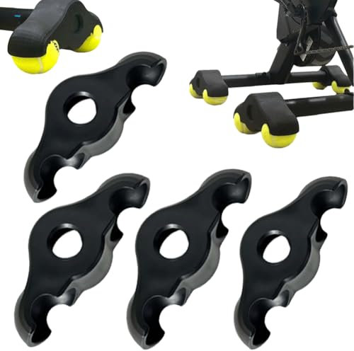 4 x Schnappfüße für den Innenbereich, mit 8 Tennis-Stabilitäts-Zubehör, tragbare Wippplatte, Fahrradtrainer, stationäre Fahrrad-Schnappmatte, für Widerstandstrainer, Kickr-Core-Workout-Ausrüstung