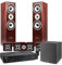 Fenton Full Walnut 5.1 Surround Sound System for TV with Subwoofer, Amplifier, Bluetooth, 3-Way Tower Speakers, Bookshelf Speakers & All Cables - Home Theatre Speaker System