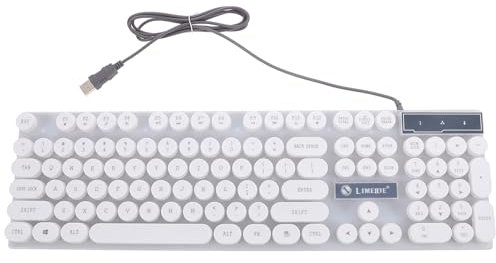 jojofuny Clavier USB Glorieux Créatif à Touches Rondes Clavier Filaire Pratique pour Pc Et Appareils Mobiles Blanc