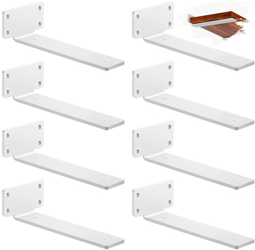 8 Pezzi Reggimensola, Staffe per Mensole Pesanti, Reggi Mensola da Muro, Reggimensola Invisibile - Bianco/30cm