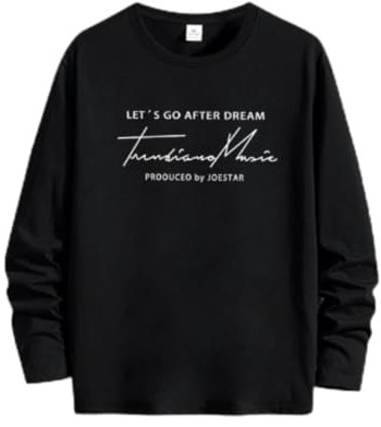 Basic T-Shirt Herren Leichte Dünn Mode Longsleeve T-Shirts Urban Klassisch Trend Tops Atmungsaktiv Weich Komfortabel Casualt-Shirt M-Black L
