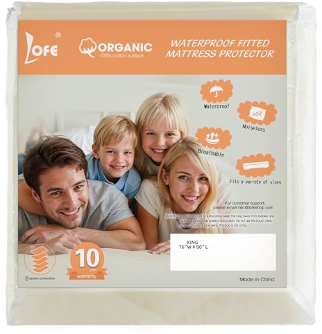 Lofe Organic King Mattress Protector -Top&Side 100% Waterproof Protector