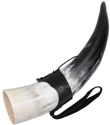 ULTECHNOVO Wikinger Trinkhörner aus Horn, Großes Gelbes Mittelalter Design | Dämonenhörner, Trinkgläser, Tragbar für Reisen und Historische Aufführungen