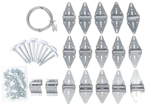 16-18x7 Garage Door Hardware Kit - Complete Hinge, Nylon Roller, and Top Brackets with 2650mm Cable - Ideal for Homeowners and DIY Enthusiasts