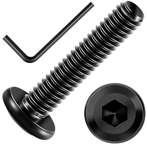 20 Stück M4 x 16 Schrauben, Flachkopfschrauben M4 | Innensechskant Edelstahl A2 V2A Vollgewinde Schwarzes Oxid mit Hex Key