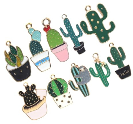 Gatuida Teiliges Alloy Kaktus Schlüsselanhänger Bunte Cartoon Charms Anhänger Kreative DIY Schmuck Accessoires Glatte Oberfläche Langlebig Modisch für Frauen Geschenk