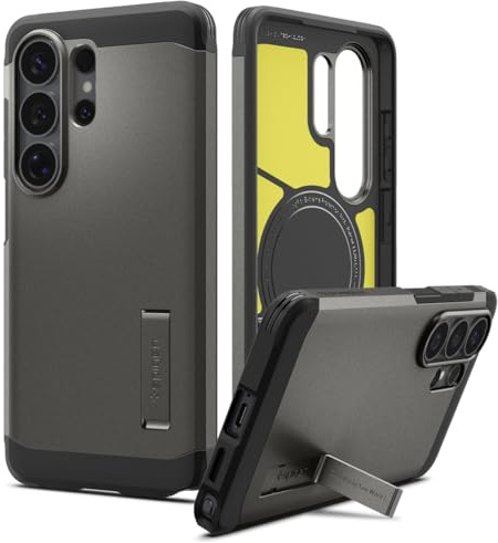 Spigen Tough Armor MagFit für Samsung Galaxy S26 Ultra -Gunmetal | Kompatibel mit MagSafe, Integrierter Kickstand, Air Cushion Tech, Military-Grade Schutz, Spigen Original Serie