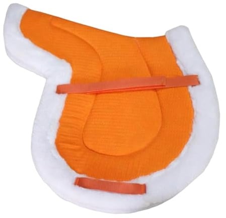 LeeQinersw Sattelpad Western Reitkissen Stoßabsorbierend rutschfest Sherpa Fleece Pflegeleicht für Reitwettbewerbe Pferdesport Shows Dressur, Orange