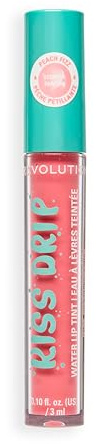 Revolution Kiss Drip Water Lip Tint, Feuchtigkeitsspendender Getönter Lipgloss mit Sheabutter & Vitamin E, Aufbaubare Farbe, Peach Fizz, 3ml