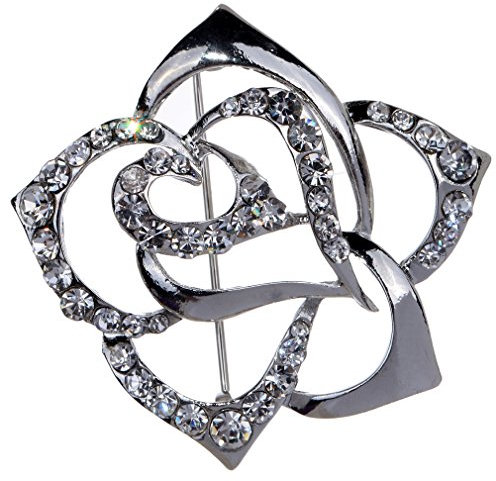 YAZILIND Schmuck Versilbert Blumen-Brosche Hochzeit Brautstrauß-Blumen-Pin