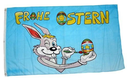 Flagge/Fahne Frohe Ostern Maler Hase 90 x 150 cm