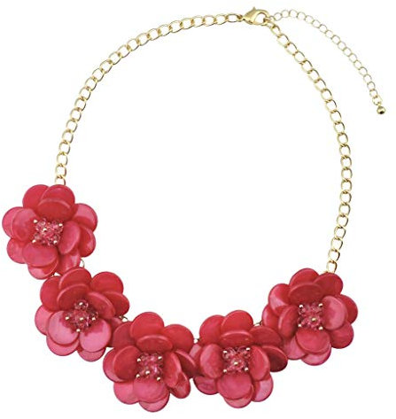Bocar, collana girocollo con fiori, per donne e materiale non metallico, colore: rose, cod.(NK-10281-rose)