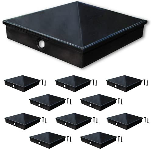Zaunpfostenkappen, pulverbeschichtetes Aluminium, Schwarz, 10 Stück