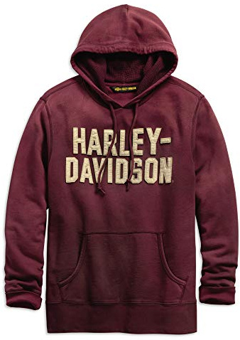 HARLEY-DAVIDSON Official Men's Felt Lettering Slim Fit Pullover Hoodie, Red