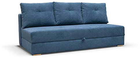 mb-moebel Sofa mit Schlaffunktion und Bettkasten, Couch für Wohnzimmer, Schlafsofa Federkern Sofagarnitur Polstersofa Wohnlandschaft mit Bettfunktion - 203x99x92cm - VARDO (Blau)
