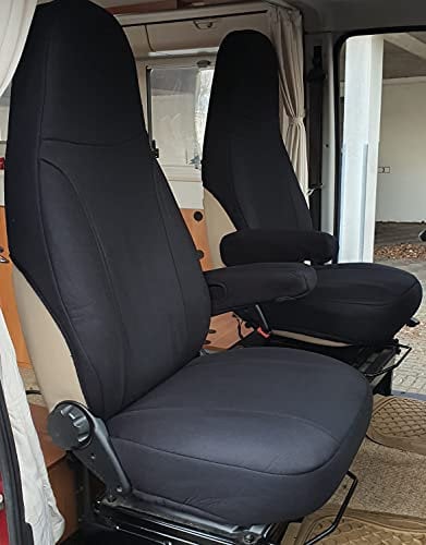 BREMER SITZBEZÜGE Maß Piloten Schonbezüge Sitzbezüge kompatibel mit Wohnmobil Camper Ducato Fahrer & Beifahrer 814 Schonbezug Set in Schwarz