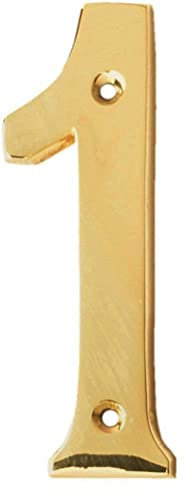 eSplanade 4 Brass House Hotel Door Number Plaque Sticky Numeric Numerical Digit 0-9 (1 (One))