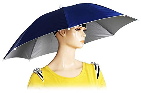 Chinmor 26 Umbrella Hat for Adults & Kids, Hands-Free Sun & Rain Protection, Lightweight UV-Blocking Fishing Headwear for Hiking, Gardening, Camping, Golf & Outdoor Work – Dark Blue