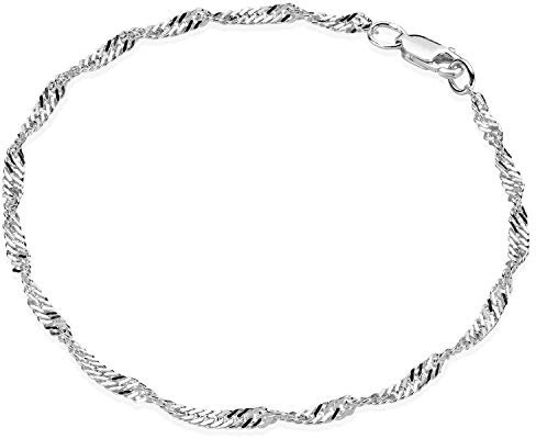 Materia Damen Armband Kette Silber 925-3mm Singapurkette Armkette SA-84-17cm