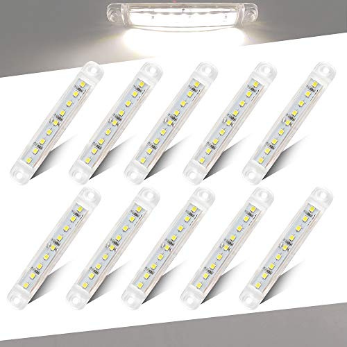 Teguangmei 10Pcs White Side Marker Lights 9LED LED Indicator 3.9 12-24V Front Rear Lights Position Lamps Fit For Trailer Truck Lorry Van Caravan Side Lights