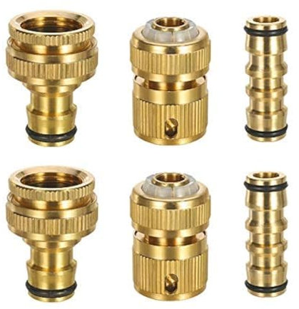 Yorgewd 6 Pack Brass Garden Hose Connectors - 2 Double Male Connectors, 2 x 1/2 End Quick Connects, 2 Hose Tap Connectors