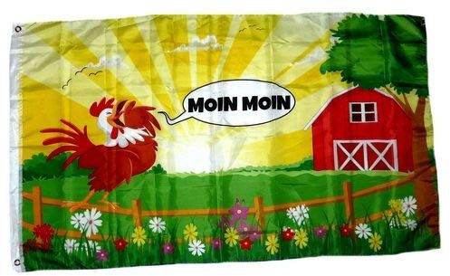 Fahne/Flagge Moin Moin Hahn 90 x 150 cm