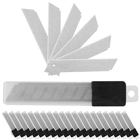 Relaxdays Snap Off Blades - 200 Pieces, 7 Break Points Each, Extremely Sharp 18mm Carbon Steel Replacement Blades - Silver
