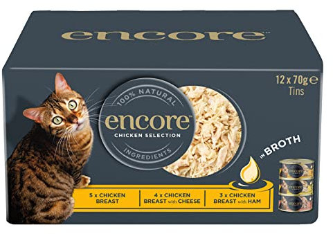 Encore 100% natürliches Katzennassfutter Multipack Hühnerauswahl in Brühe (12 x 70g Dosen)