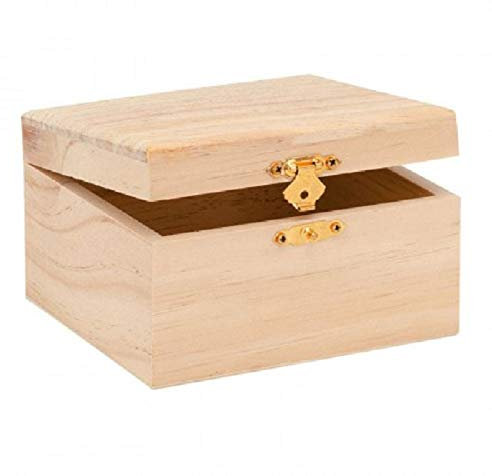 SELVA Holzbox, rechteckig, Kiefernholz, unbehandelt, zum Beizen, Bemalen, Dekorieren, Maße 12,5 x 11,5 x 7,5 cm – Geeignet für die Brandmalerei!