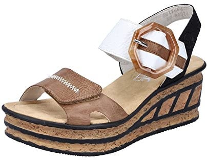 Rieker Gift Womens Wedge Heel Sandals 4/37 Beige Combi