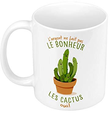 Mug Céramique Cactus - L'argent ne Fait Pas le Bonheur Plante Végétal