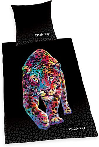 Bettwäsche Satin glatt Jaguar Artistique by P.D. Moreno 135 x 200 Geschenk NEU - All-In-One-Outlet-24 -