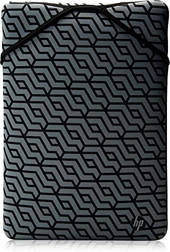 HP Custodia Protettiva Reversibile per Laptop Portatili fino a 14 Pollici, Profilo Sottile e Senza Cerniera, Tessuto in Neoprene Disinfettabile e Lavabile in Lavatrice, Design Nero/Grigio Geometrico