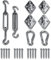 yourGEAR Fix-It Tarp - Sonnensegel Montage Set aus Edelstahl Befestigungsset für Wand Holz-Pfosten Zaun Baum 24 teilig