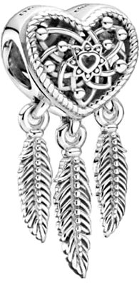 Annmors Charms Three Plumes Attrapeur de rêves de Argent Sterling 925 Femmes Perles Charme Fille Pendentif Breloque Compatible pour Européen Bracelets & Collier