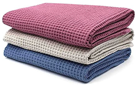 VmG-Store 3x Waffelpique Set je 0,5m x 1,5m Waffel Stoff 100% Baumwollstoff Tex Standard 100 (Set17, 3er Set)