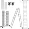 ACXIN 580cm Aluminium Mehrzweckleiter 7 in 1 Teleskopleiter Gerüst Leiter Ausziehbar Treppenleiter mit Arbeitsplattform Klappleiter Anlegeleiter Stehleiter 4x5 Stufen Silber