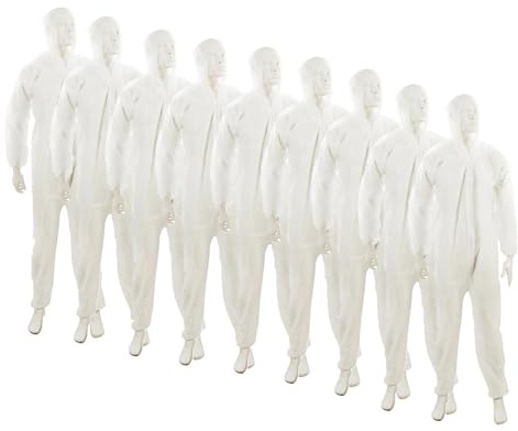Dapetz ® Lot de 20 combinaisons de protection jetables en papier XXL 146 cm, durables et confortables dans un environnement de travail non dangereux, non tissé.
