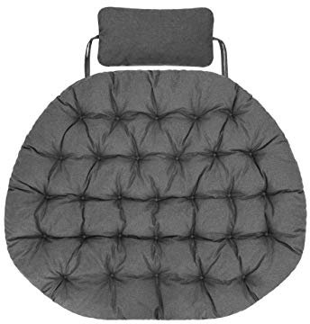 Bjird Hängesessel Kissen, Polster, Auflage für Polyrattan & Rattan Hängeschaukel, Sitzauflage für Hängekorb mit Rückenkissen - Graphit Ökoleinen
