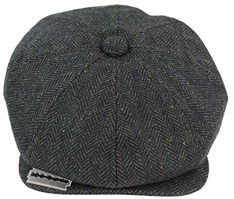 TruClothing.com Herren Mütze Tweed Fischgräte Design Rasierer Stil Blinders Design Olive L