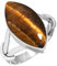 Jeweloporium 925 Silber Ringe für Damen Größe 62(19.7) Braun Natürlich Tigerauge mit Stein Kostüm Silber Ringe Engagement Geschenk Jahrgang Schmuck